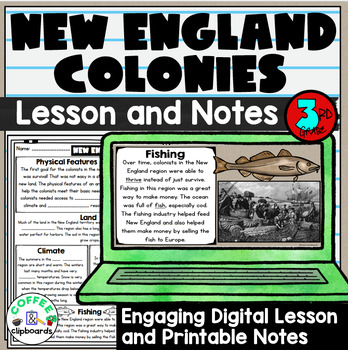 Preview of Colonial America: New England Colonies Lesson and Activities (SS3H3b)