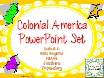 Preview of Colonial America New England Middle Southern Colonies PowerPoint and Notes Set