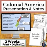 Colonial America PowerPoint with Guided Notes and 13 Colon