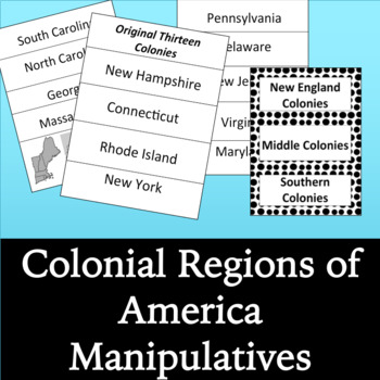 Preview of Colonial America Regions: Manipulatives