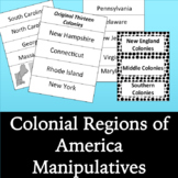 Colonial America Regions: Manipulatives