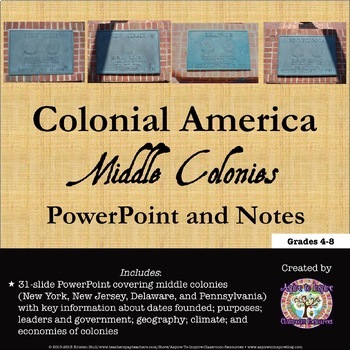 Preview of Colonial America: The Middle Colonies PowerPoint and Notes