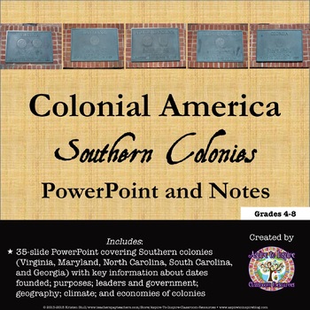 Preview of Colonial America: The Southern Colonies PowerPoint and Notes