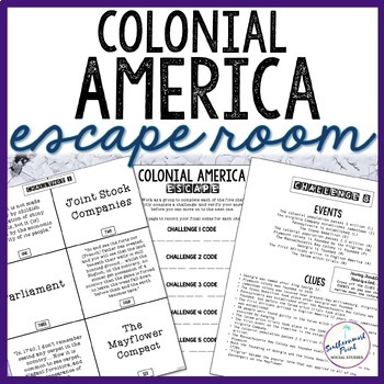 Preview of Colonial America Thirteen Colonies Escape Room