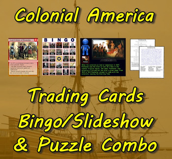 Preview of Colonial America Trading Cards, Bingo/Slideshow and Puzzle Combo