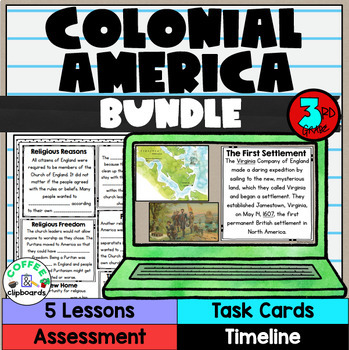 Preview of Colonial America Unit Bundle: Lessons, Activities, Timeline and Test - SS3H3
