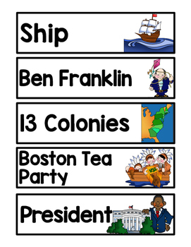 Preview of Engage NY G1 Colonial America Vocabulary, Word Wall Cards