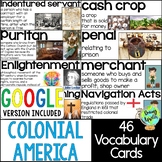 Colonial America Vocabulary Word Wall Cards - 13 Colonies 