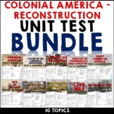 Colonial America to Reconstruction American History Test a