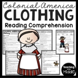 Colonial American Clothing Reading Comprehension Worksheet