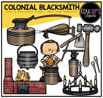 Preview of Colonial Blacksmith Clip Art Set {Educlips Clipart}