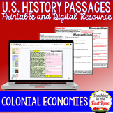 Colonial Economies - U.S. History Reading Comprehension Passages