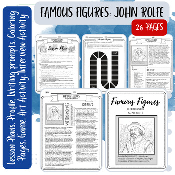 Preview of Colonial Figures: John Rolfe - Writing Prompts, Game, Project, Activities