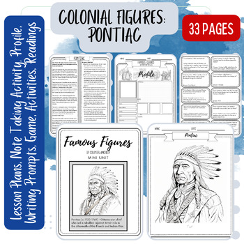 Preview of Colonial Figures: Pontiac - Profile, Writing Prompts, Timeline Activities