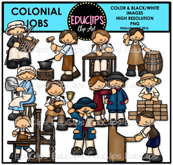 Preview of Colonial Jobs Clip Art Bundle {Educlips clipart}