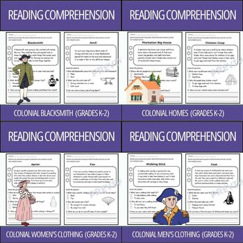 Preview of Colonial Jobs Reading Comprehension Passages Bundle (Grades K-2)