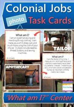 Preview of Colonial Jobs Task Cards {with matching PHOTOS}