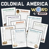 US History Colonial Times Word Search Puzzles Activity Voc