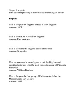 Colonial Us American History Jeopardy Questions By The Youthful Historian