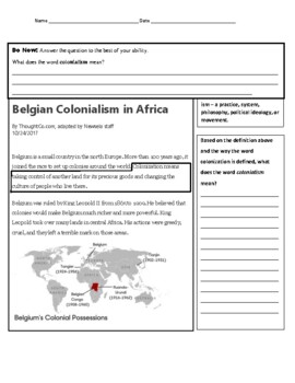 Preview of Colonialism Lesson Activities - Definition