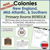 Colonies Primary Source Activity Bundle of New England Mid