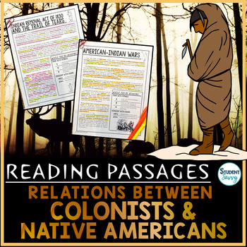 Preview of Colonist and Native American Relations Reading Passages | First Americans