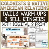 Colonist and Native Americans Bell Ringers Warm Ups Mornin