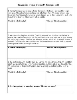 Colonists & Native American Interaction - Primary Source Analysis