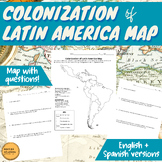 Colonization of Latin America Map + Questions (English/Spanish)