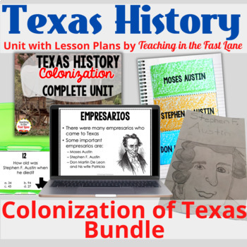 Preview of Colonization of Texas Bundle - TX History Activities - Stephen F. Austin