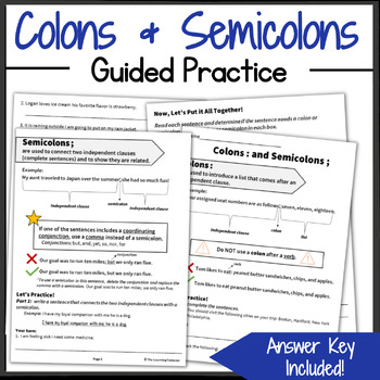 Preview of Colons and Semicolons Guided Practice