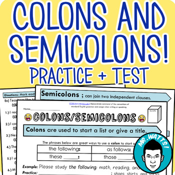 Preview of Colons and Semicolons Packet + Test (Digital Distance Learning Enabled!)