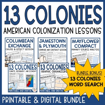 Preview of 13 Colonies Unit | Colonial America | Colonization | Map & Activities