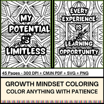 Preview of Color Anything With Patience | Growth Mindset Coloring | 300 DPI | Inspirational