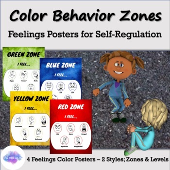 Preview of Color Behavior Zones, Feelings Posters for Self Regulation