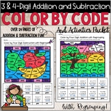 Color By 3 and 4 Digit Addition And Subtraction With Regro