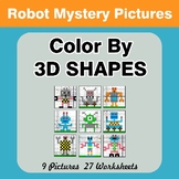 Color By 3D Shapes - Math Mystery Pictures - Robots