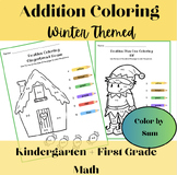 Color By Addition Math Worksheets + Winter Themed + Kinder