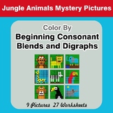 Color By Blends & Digraphs - Jungle Animals Mystery Pictures