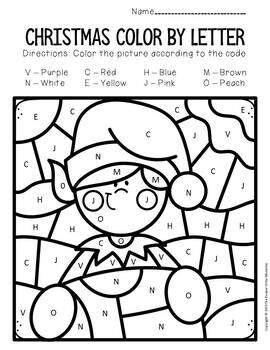 Color by Capital Letter Christmas Preschool Worksheets