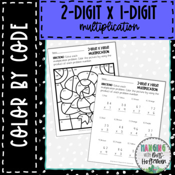 Preview of Color By Code 2 Digit x 1 Digit Multiplication Fall Thanksgiving FREEBIE