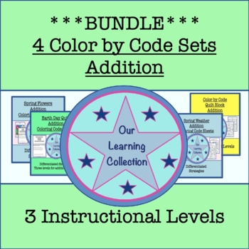 Preview of Color By Code Addition BUNDLE