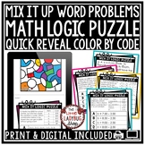 Color By Code Addition Multiplication Math Logic Word Problem Solving Task Cards