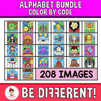 Preview of Color By Code Clipart Alphabet A to Z Bundle Back To School Color by Number