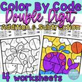 Color By Code Double Digit Addition and Subtraction Worksheets