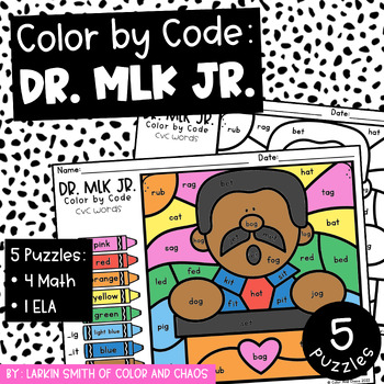 Preview of [FLASH DEAL!] Color By Code: Dr. MLK, Jr! // 5 Puzzles