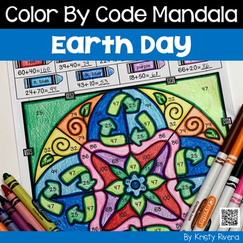 Preview of Color By Code Earth Day Mandala