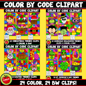 Preview of Color By Code Holidays Bundle