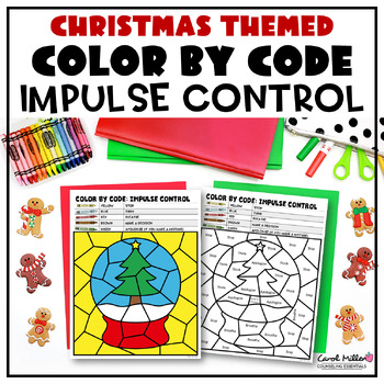 Preview of Color By Code Impulse Control-Christmas Themed