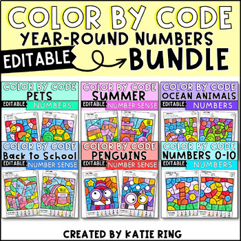 Color By Code Number Year Round Bundle - Number Sense & Recognition ...